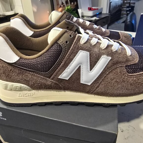 New Balance 574 Dark Mushroom Angora U574RBI Men Size 10 Casual Trainer NEW - Picture 4 of 14